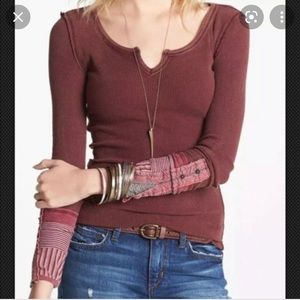 Free People Kyoto Cuff Thermal Burgundy